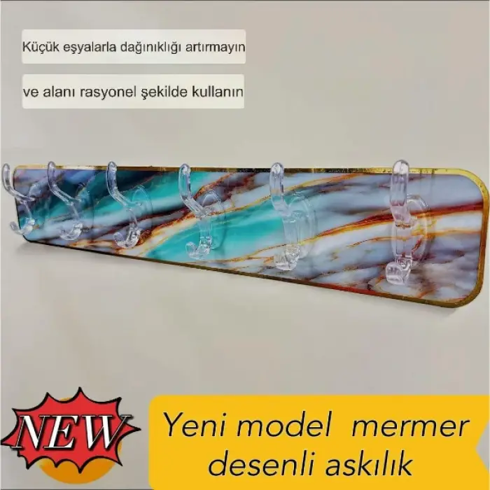 Kullanıma Uygun Mermer Desenli Yapışkanlı Askılık