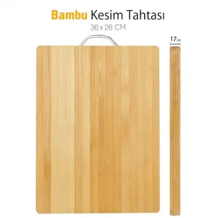 36cm Kullanıma Uygun Metal Saplı Bambu Kesim Panosu