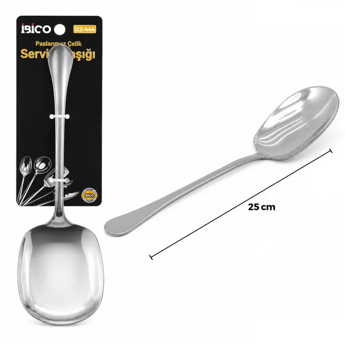 25 cm Ölçülü Metal Servis Kaşığı Krom Renk