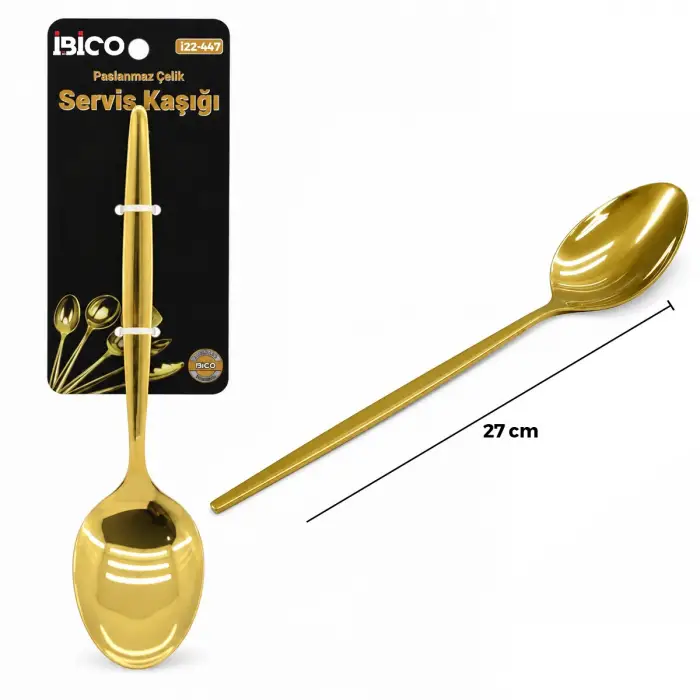 27 cm Ölçülü Metal Servis Kaşığı Gold Renk