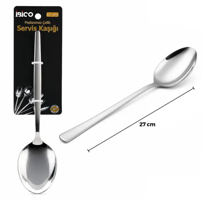 27 cm Ölçülü Metal Servis Kaşığı Krom Renk