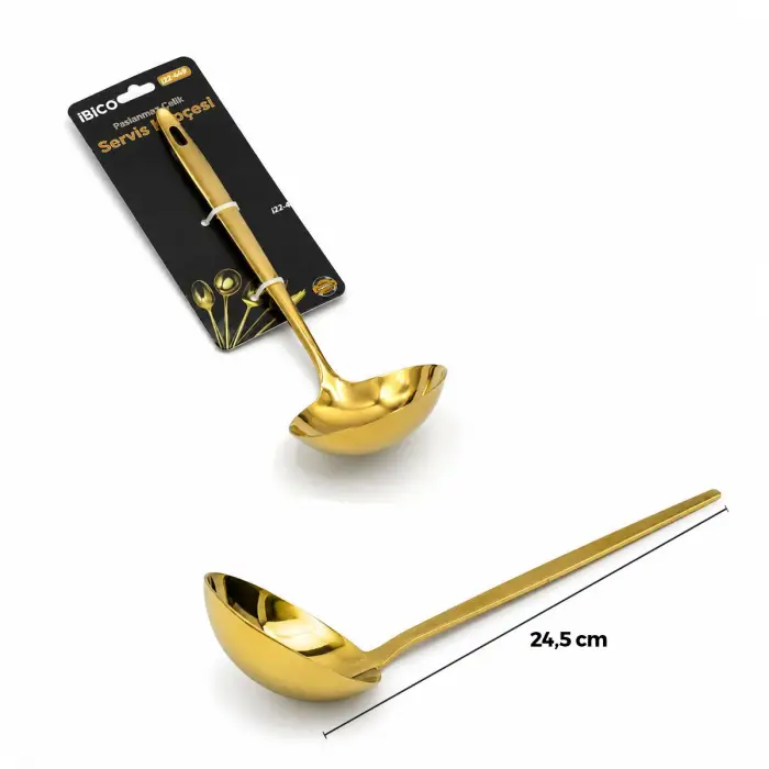 24.5 cm Ölçülü Metal Servis Kepçesi Gold Renk