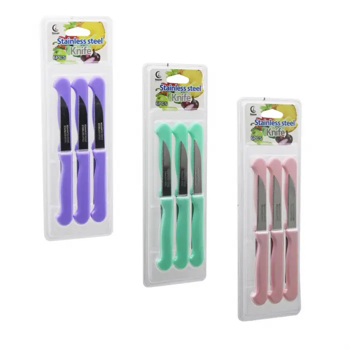 Plastik Meyve Bıçağı Seti 6lı Paket Paslanmaz Çelik