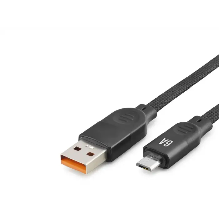 1 M Ölçülü Micro Usb Şarj Ve Data Kablosu 6A Örgülü Siyah