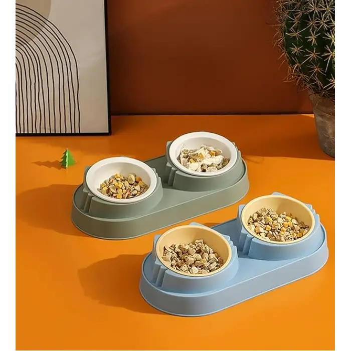 Kullanıma Uygun Mikopet Çift Bölmeli Mama ve Su Kabı
