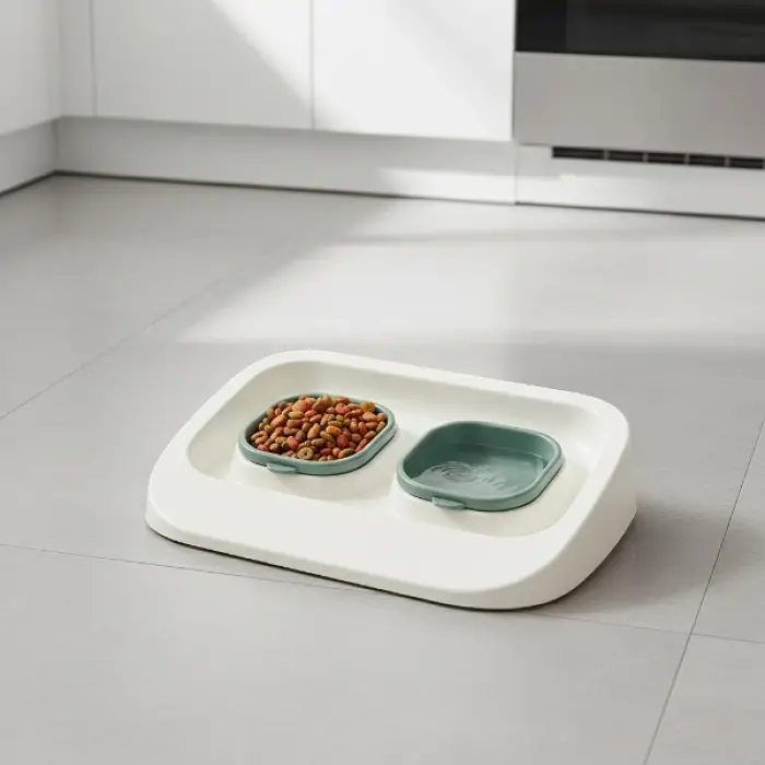 Plastik Mikopet Yeşil 2si 1 Arada Mama Ve Su Kabı