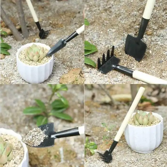 3 Parça Mini Ahşap Hobi Bahçe Seti