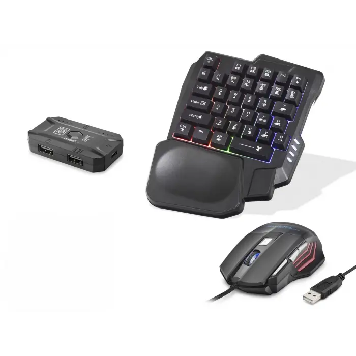 2 Adet Mobil Oyun Klavye Mouse Dönüştürücü Seti Rgb Siyah K191