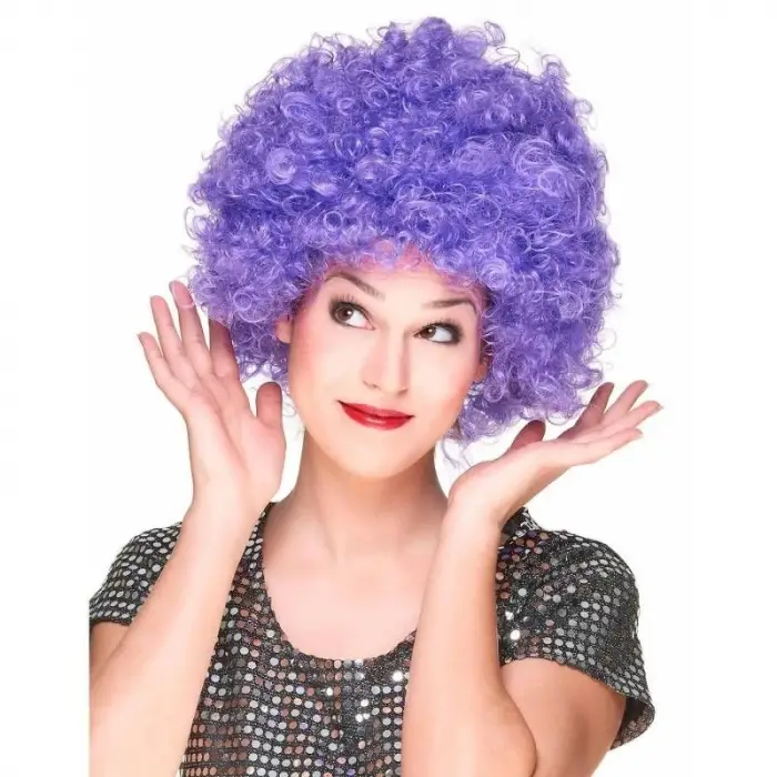 120 gr Mor Renk Kıvırcık Afro Bonus Peruk Parti Peruğu