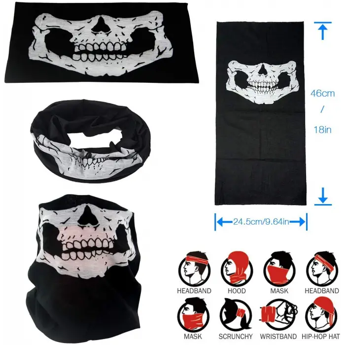 Kullanıma Uygun Motorcu Boyunluk Baf Buff Bandana 25x48 cm tasarım 7