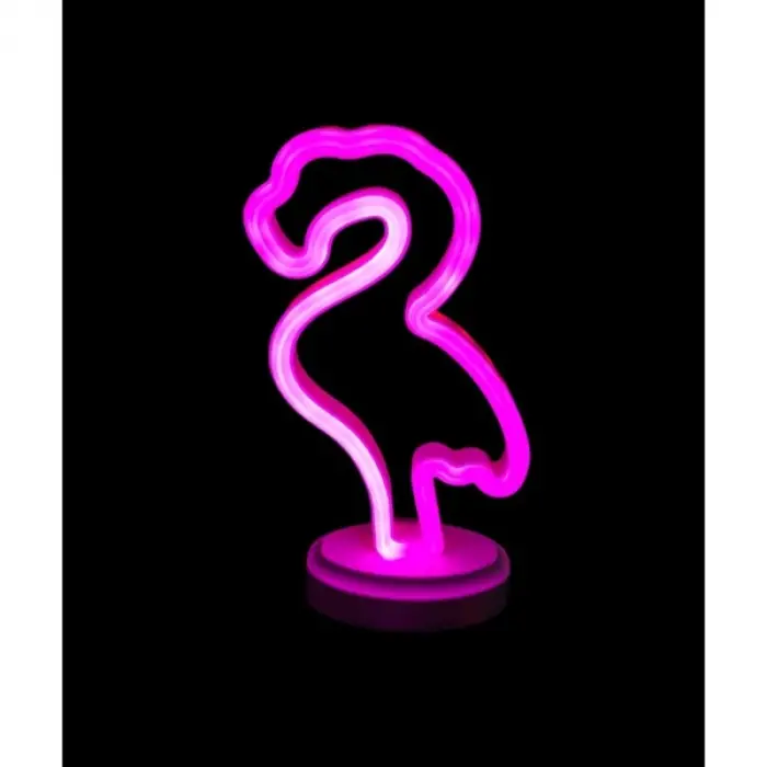 Kullanıma Uygun Neon Işıklı Flamingo Yazılı Masa Gece Lambası