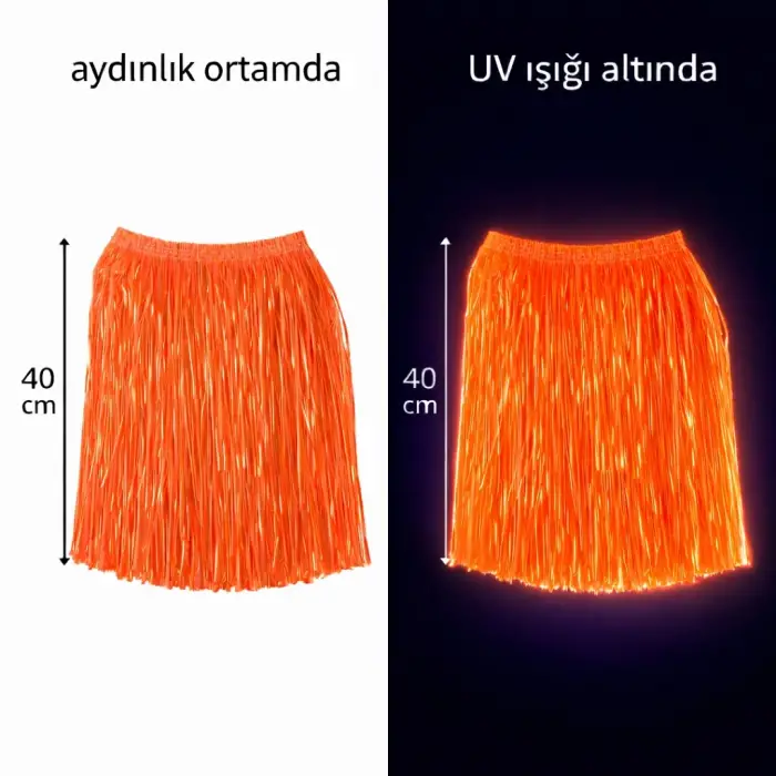 40 cm Ölçülü Neon Turuncu Hawaii Parti Eteği