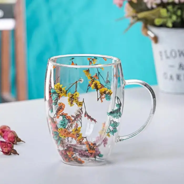 250 ml Bardak Orjinal Kurutulmuş Çiçekli Kupa