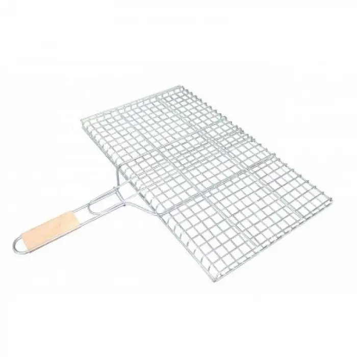 Kullanıma Uygun Orta Boy Mangal Izgarası 40x30 cm Ahşap Saplı