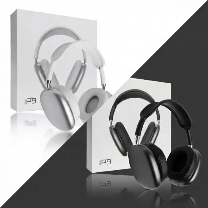 40 mm siyah Kulaklık P9 Kablosuz Bluetooth