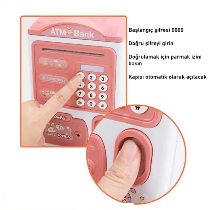 Plastik Parmak İzi ve Şifreli Elektronik ATM Kumbara