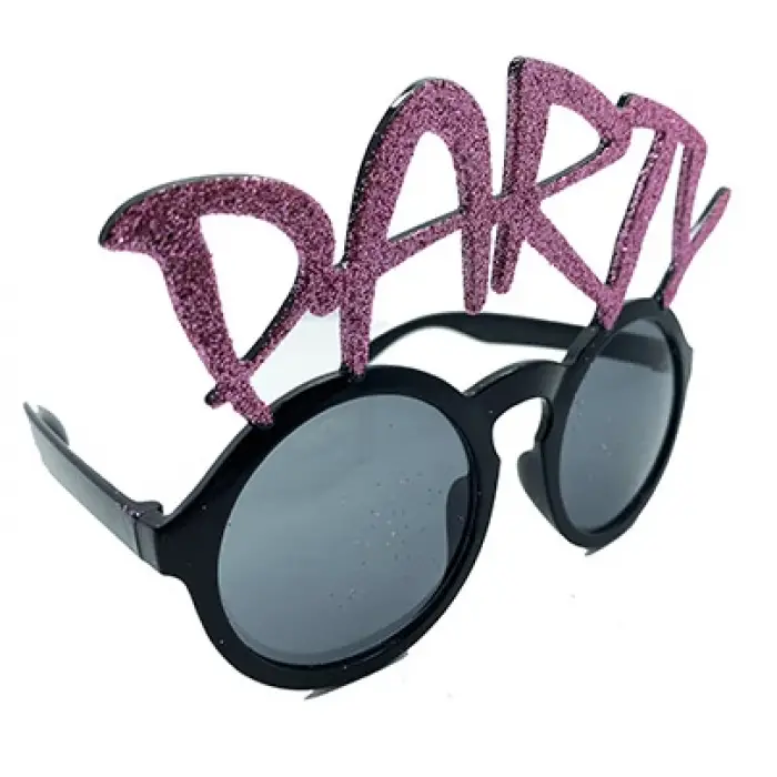 Parti Gözlüğü Party Yazılı Simli Pembe Renk