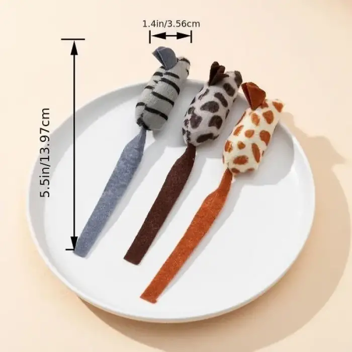 3 Adet Peluş Fare Kedi Oyuncağı