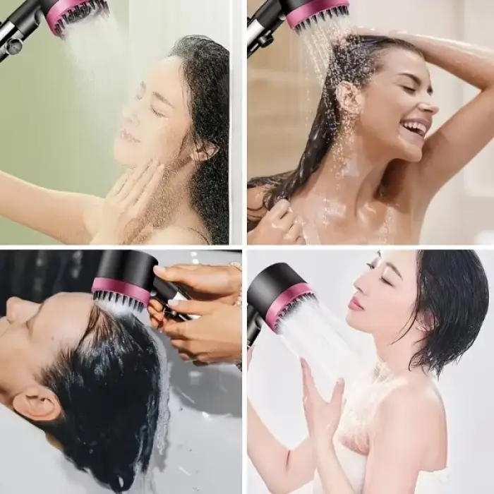 Silikon Pembe 3 Modlu Filtreli Duş Başlığı