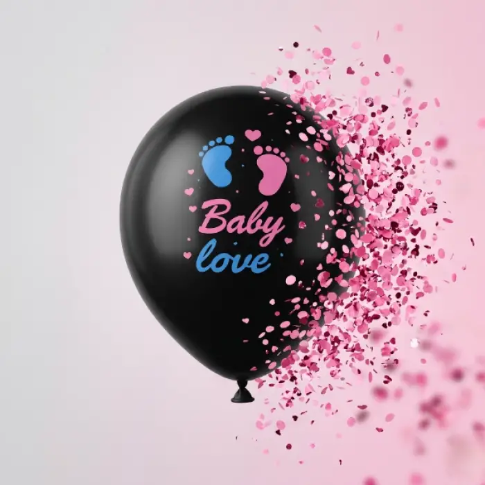 Kullanıma Uygun Pembe Konfetili Cinsiyet Balonu