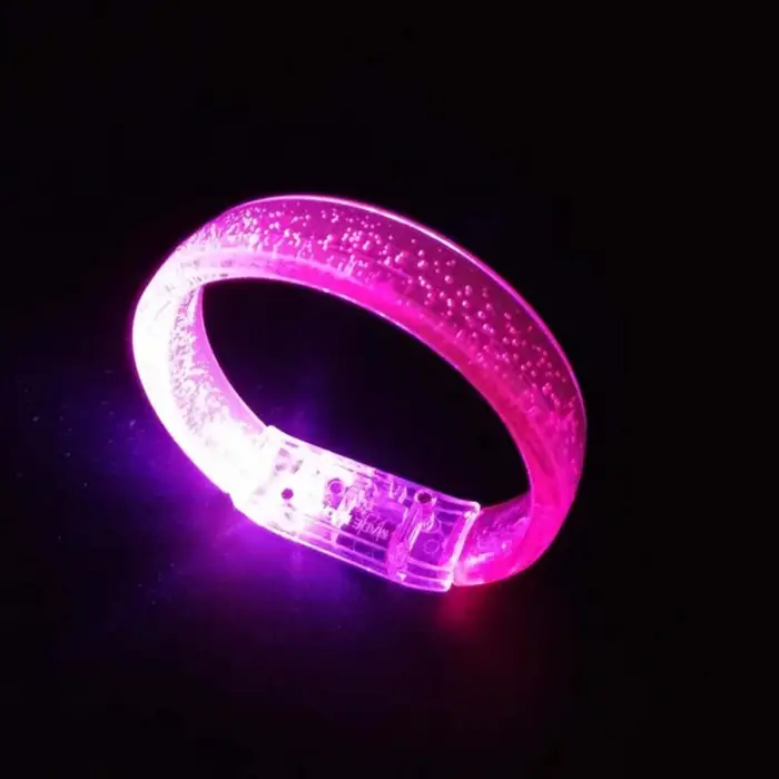 Bileklik Pembe Led Işıklı Baskı Yapılabilen Pilli Bilezik