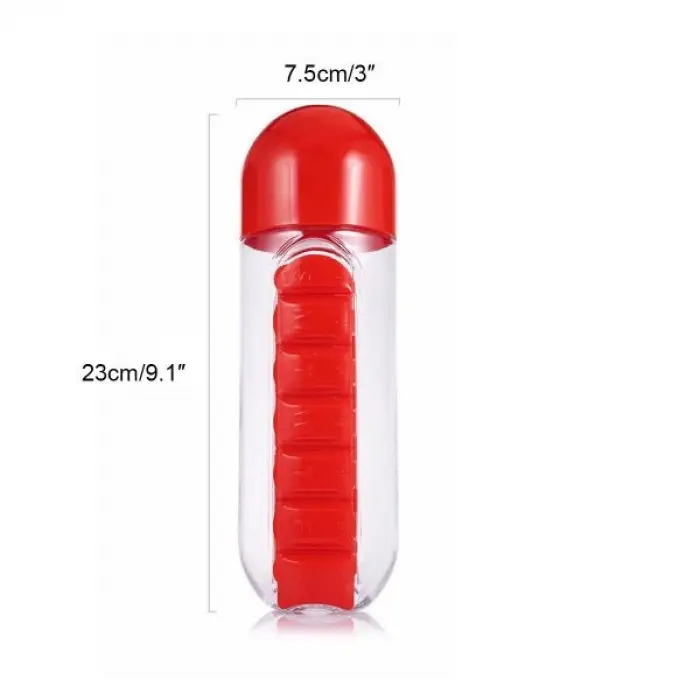 600 ml Kullanıma Uygun Pillbox Su Matarası