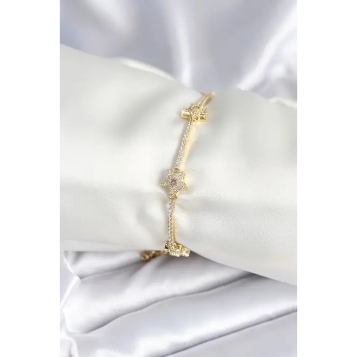 Kadın Bileklik Pirinç Gold Renk Yıldız Model