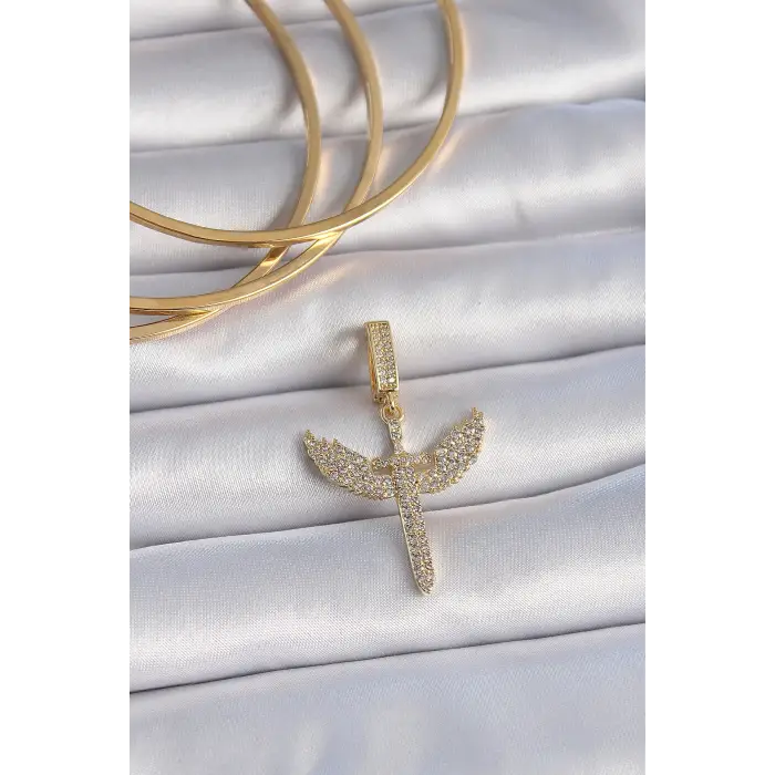 Pirinç Pirinç Gold Renk Zirkon Taşlı Mikail tasarım Ajda Charm