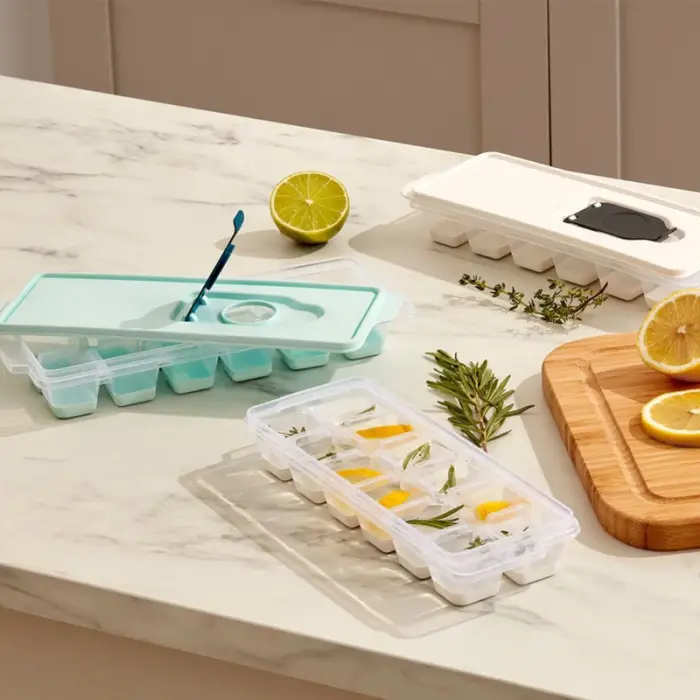 Kullanıma Uygun Plastik Buz Kalıbı Küp Şekilli Kapaklı