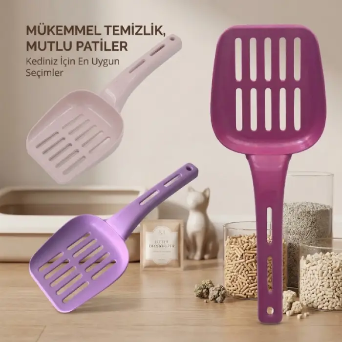 Mor Kullanıma Uygun Plastik Kedi Kumu Küreği