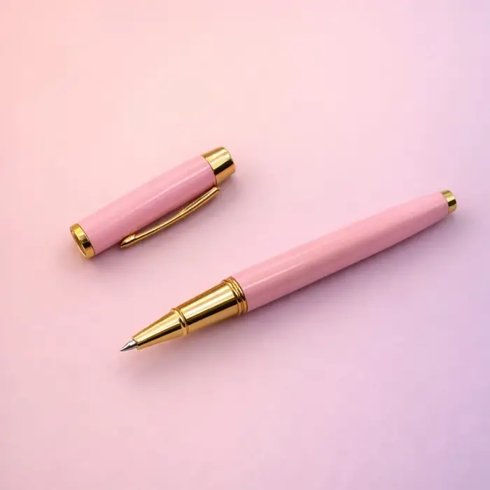 13 cm kişiselleştirilebilir Kalem Premium Pembe Metal Roller