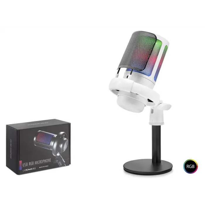 3.5mm Dokunmatik Profesyonel Mikser Kontrollü Rgb Mikrofon 24 Bit Çinko Alaşım Gövde Type C Beyaz ME6SW