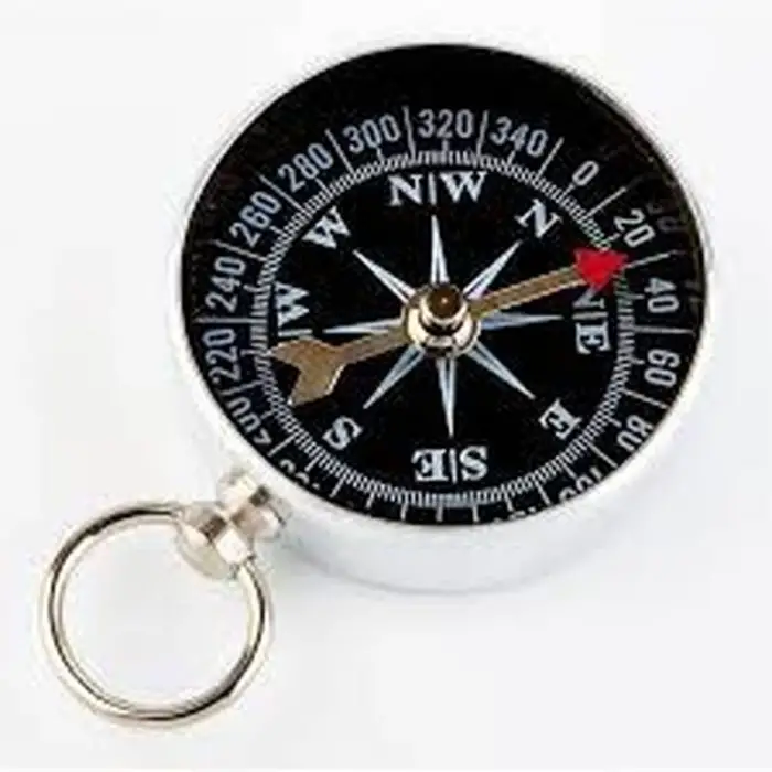 5 x 5 Cm Paslanmaz Çelik Beyaz Pusula Kulplu Metal Pusula G 34