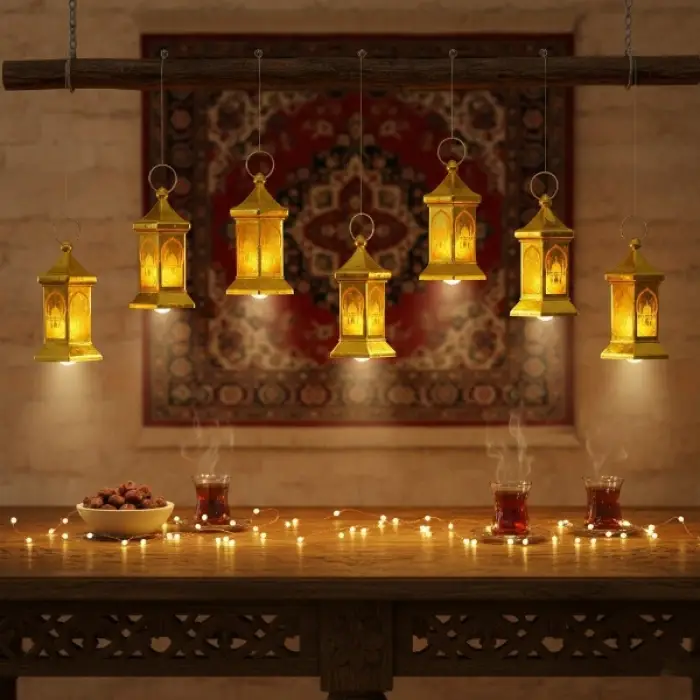 Kullanıma Uygun Ramazan Temalı Altıgen Kubbe LED Lamba