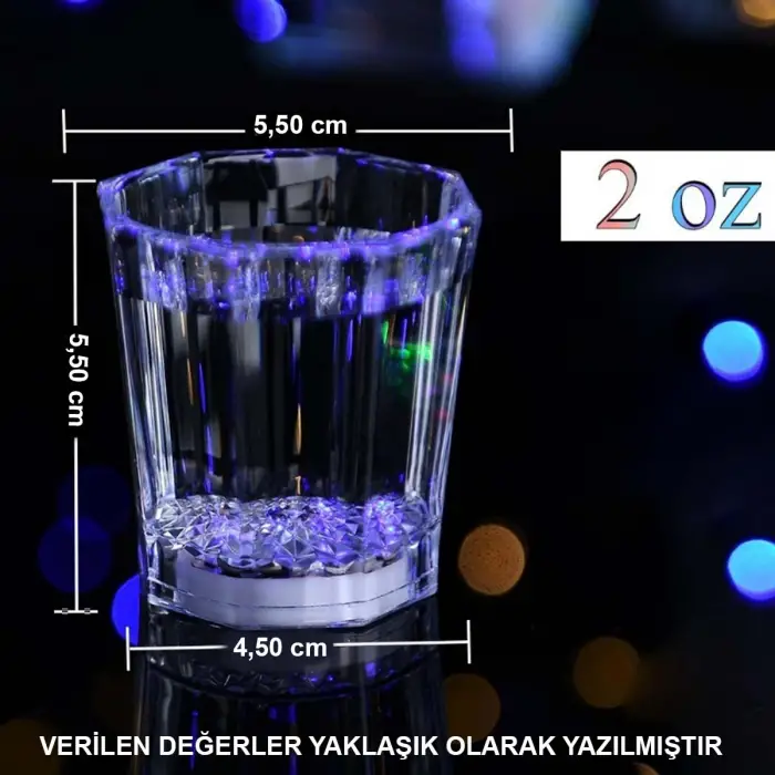 Bardak Renkli Led Parlayan Fiber Optik Glow Işıklı 1 Adet