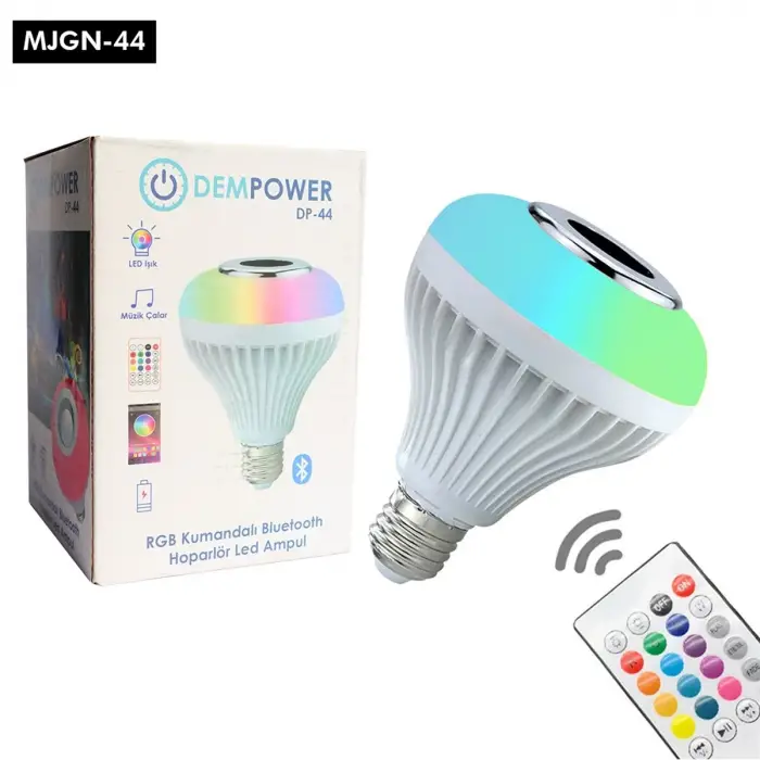 Beyaz Kullanıma Uygun RGB Kumandalı Bluetooth Lamba