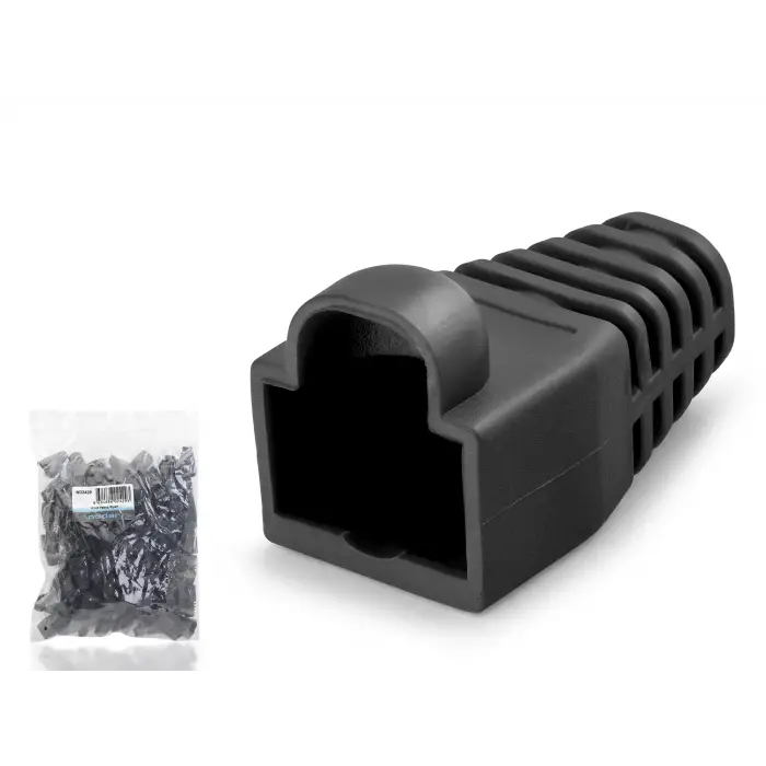 100 Adet Rj45 Konnektör Papuç Siyah / Ekonomik Poşet Paket