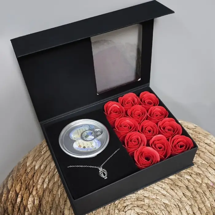 Kolye Romantik Gül ve İstiridye İnci Seti