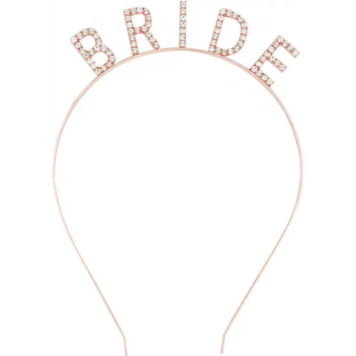 Metal Rose Gold Bekarlığa Veda Kristal Taş Bride Tacı