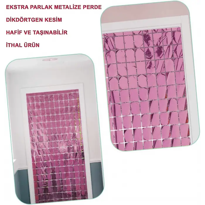Kullanıma Uygun Rose Gold Disko Dikdörtgen Kesim Kapı Perdesi