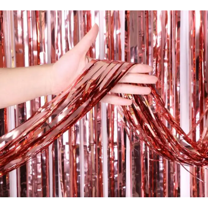 1 metre Kullanıma Uygun Rose Gold Püsküllü Kapı Perdesi