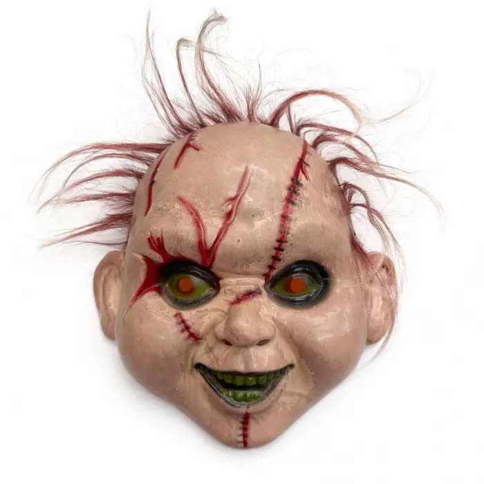 Maske Saçlı Chucky Korku Maskesi Gerçekçi Dikişli ve Detaylı