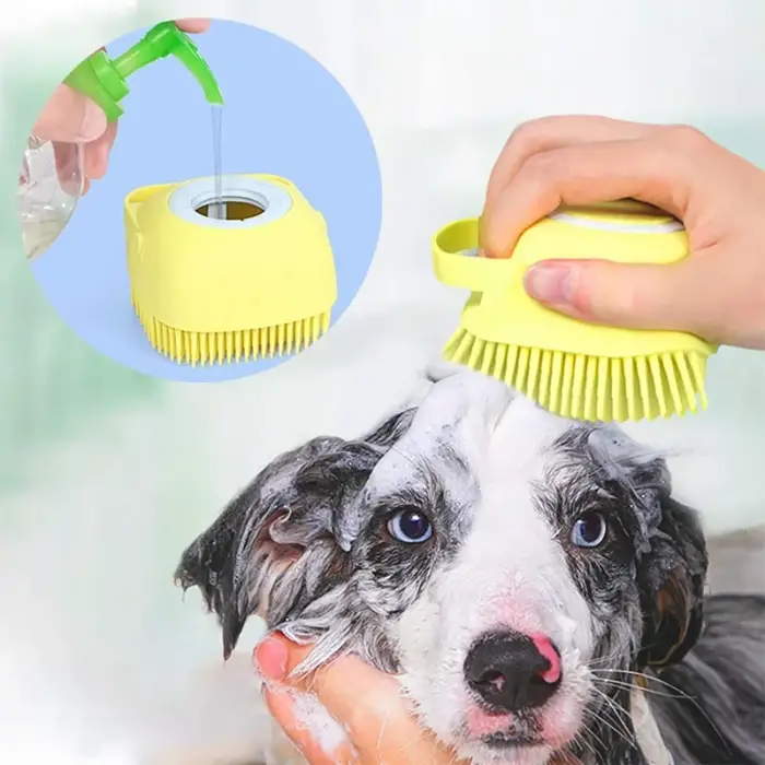 Silikon Şampuan Hazneli Kedi Köpek Yıkama Kesesi