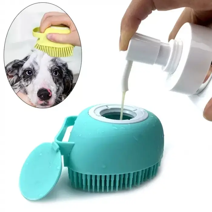 Silikon Şampuan Hazneli Kedi Köpek Yıkama Kesesi