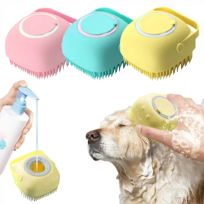 Silikon Şampuan Hazneli Kedi Köpek Yıkama Kesesi