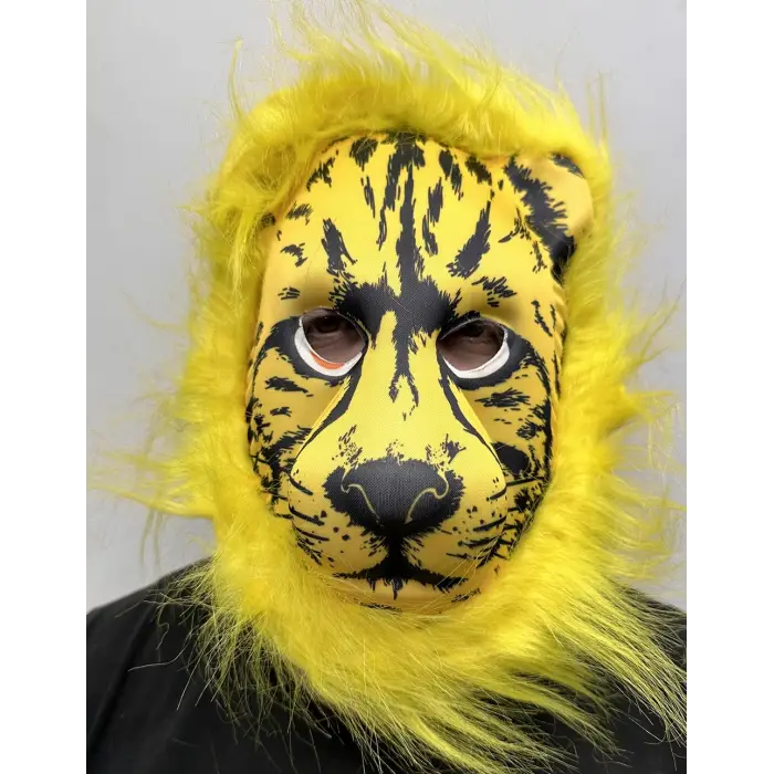 Maske Sarı Yeleli Sarı Saçlı Aslan si Mega Peluş 2 No