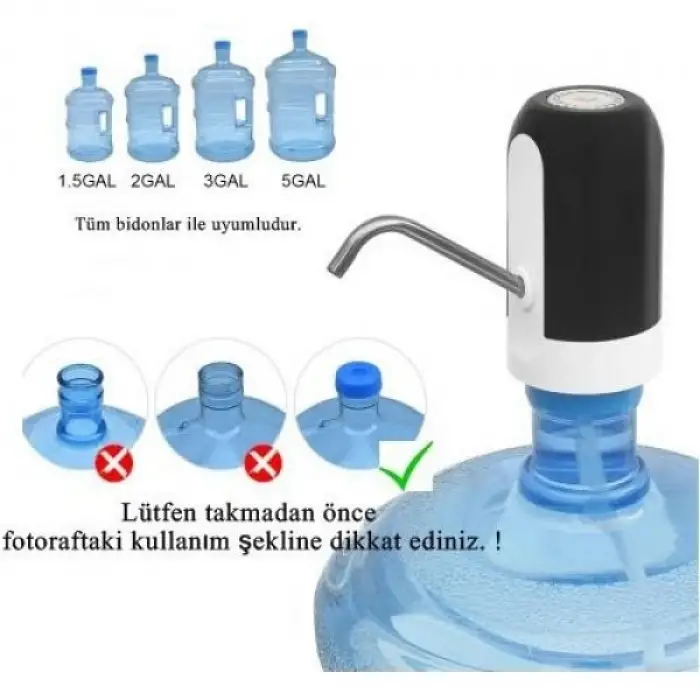 13 cm paslanmaz çelik Silikon Şarjlı Damacana Su Pompası
