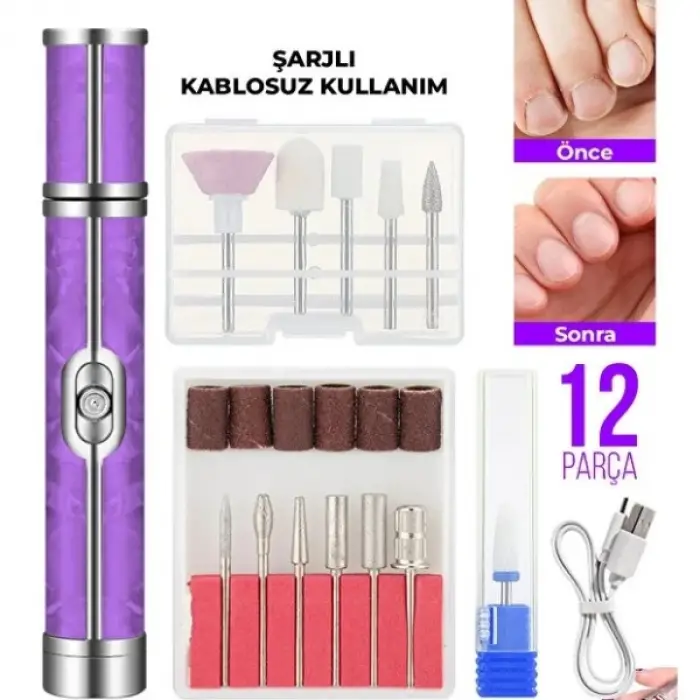 Kullanıma Uygun Şarjlı Manikür Pedikür Tırnak Bakım Seti