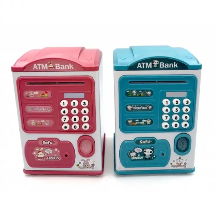 Pembe 3 adet Kullanıma Uygun Sevimli Tasarımlı Şifreli ATM Kumbara
