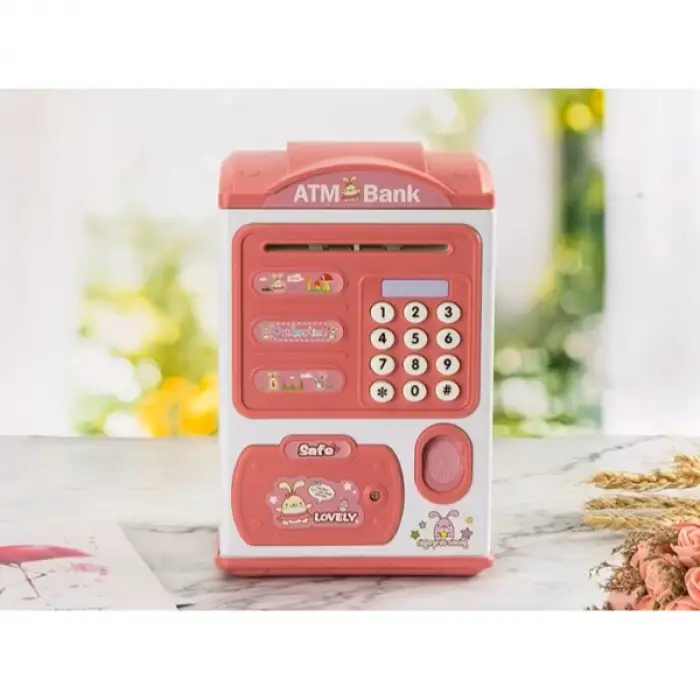 Pembe 3 adet Kullanıma Uygun Sevimli Tasarımlı Şifreli ATM Kumbara